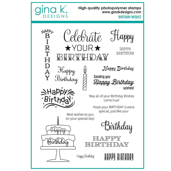 Gina K Designs Clear Stamps - Birthday Wishes
