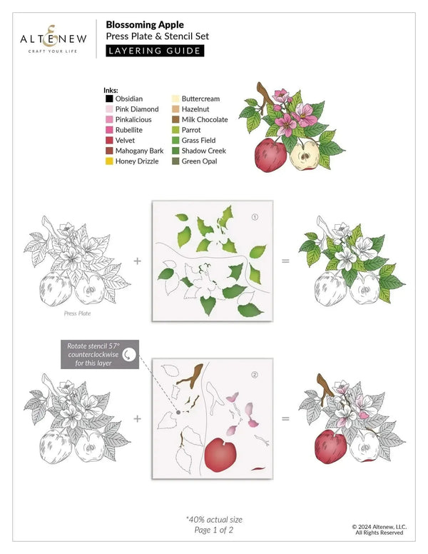 Altenew Blossoming Apple Simple Colouring Stencil Set*