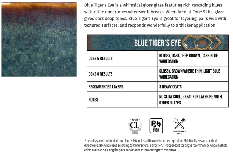 Speedball Mid-Fire Glaze 473ml - Blue Tiger's Eye