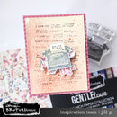 Card with typewriter design and 'I love you' text, surrounded by craft supplies.
