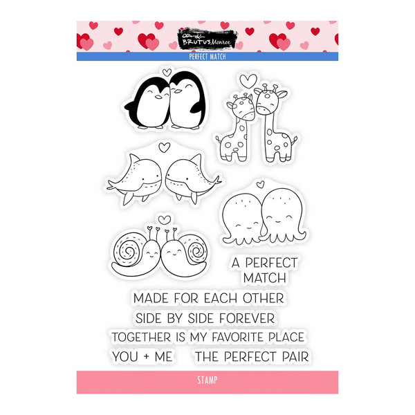 Clear stamps with animal designs and romantic text on a white background