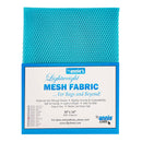 A turquoise blue mesh fabric bag add-on shown above its product label. The label reads 'byannie's Lightweight MESH FABRIC .