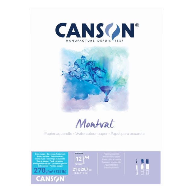 Canson Montval Watercolour Pad - Rough 270gsm A4 - 12 Sheets