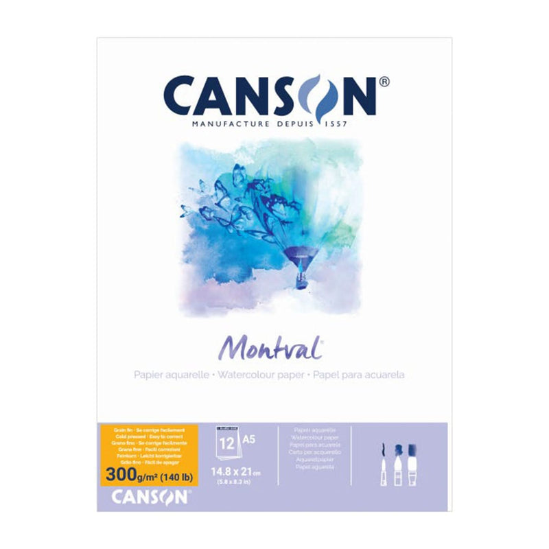 Canson Montval Watercolour Pad - Cold Pressed 300gsm A5 - 12 Sheets