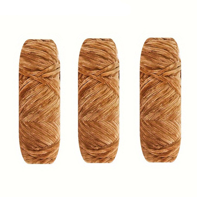 Poppy Crafts Velour Yarn 100g 3 Pack - Caramel