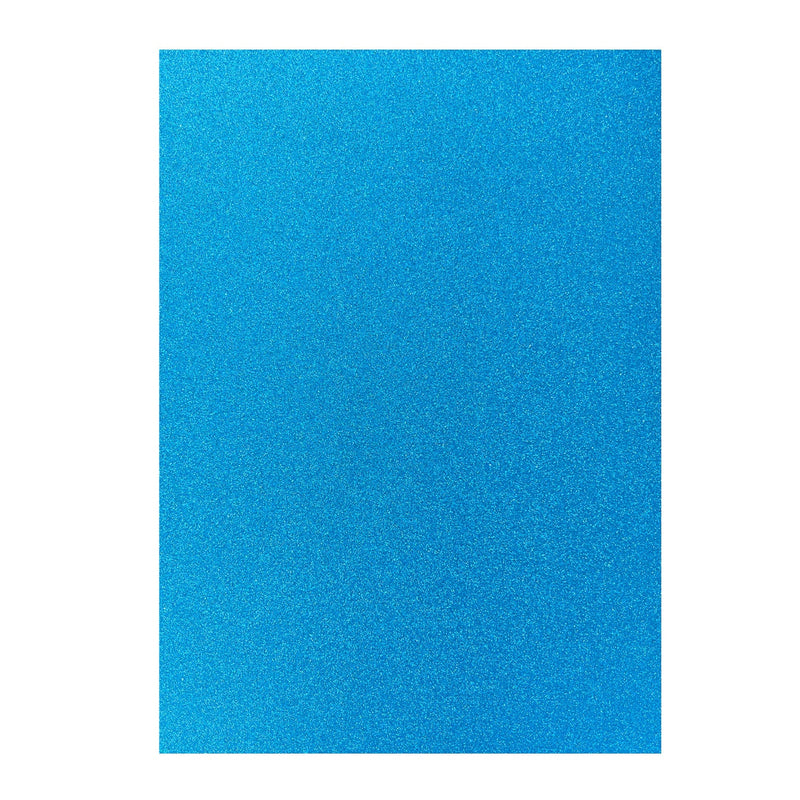 Poppy Crafts A4 Premium Glitter Cardstock 10 Pack - Beautiful Blue