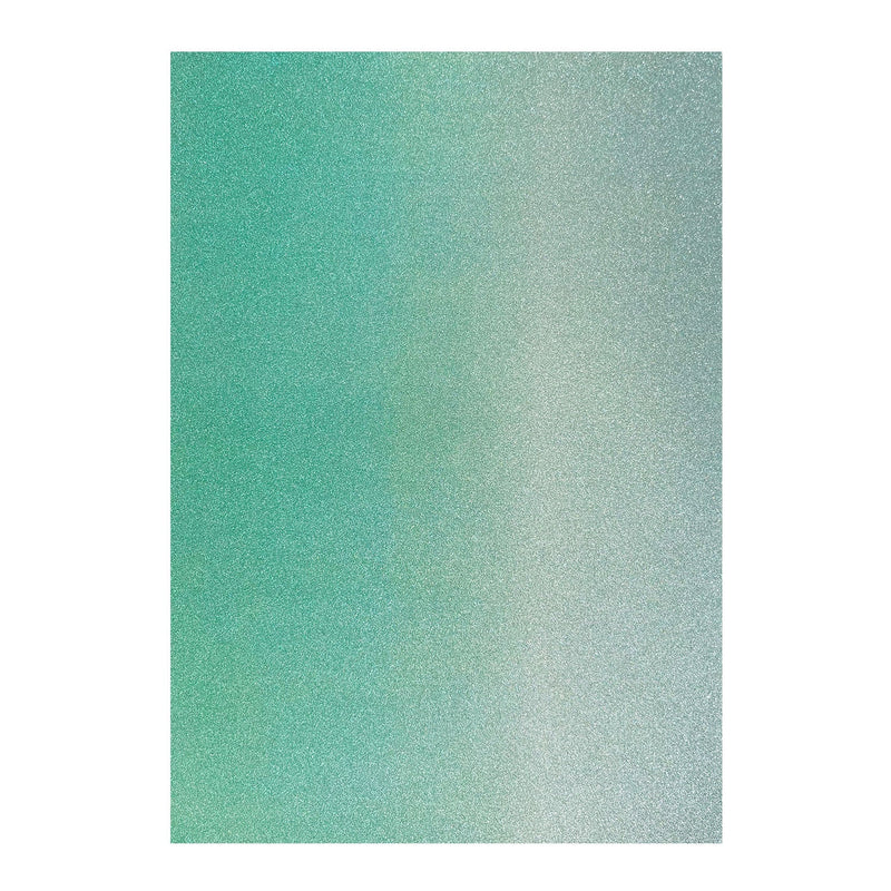 Poppy Crafts A4 Premium Ombre Glitter Cardstock 10 Pack - Green on Green