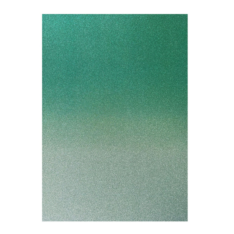 Poppy Crafts A4 Premium Ombre Glitter Cardstock 10 Pack - Forest Shimmer