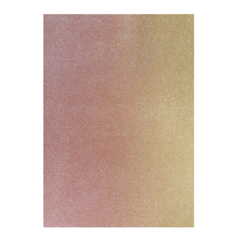 Poppy Crafts A4 Premium Ombre Glitter Cardstock 10 Pack - Tequila Sunrise