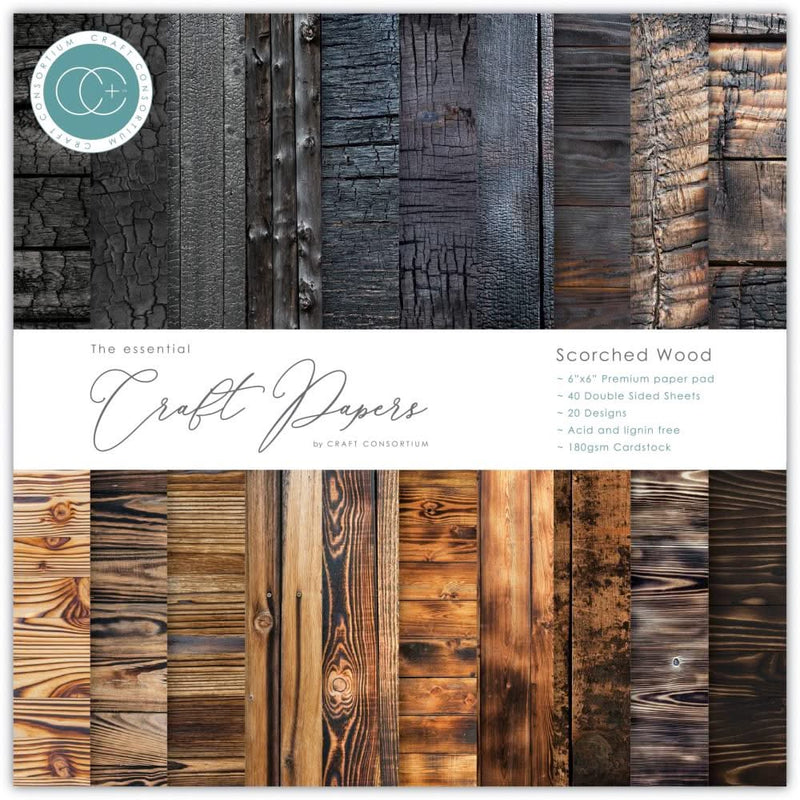 Craft Consortium Double-Sided Paper Pad 6"X6" 40/Pkg Scorched Wood*
