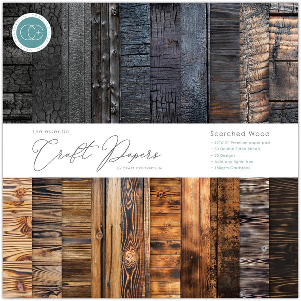 Craft Consortium Double-Sided Paper Pad 12"X12" 30/Pkg Scorched Wood*