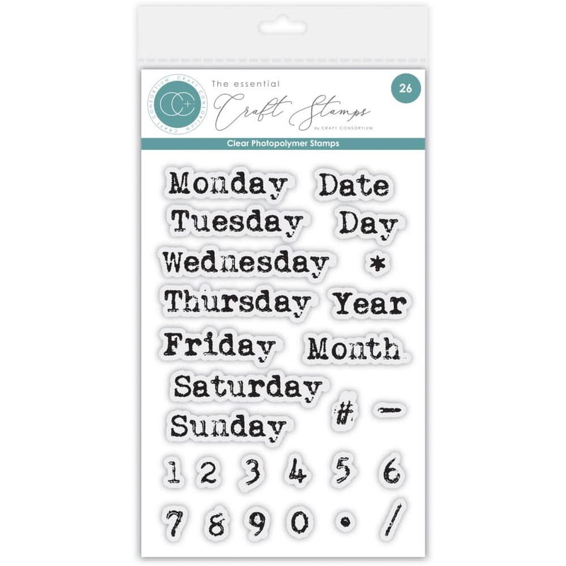 Craft Consortium Photopolymer Stamp set Days Of The Week, Journaling Phase 2