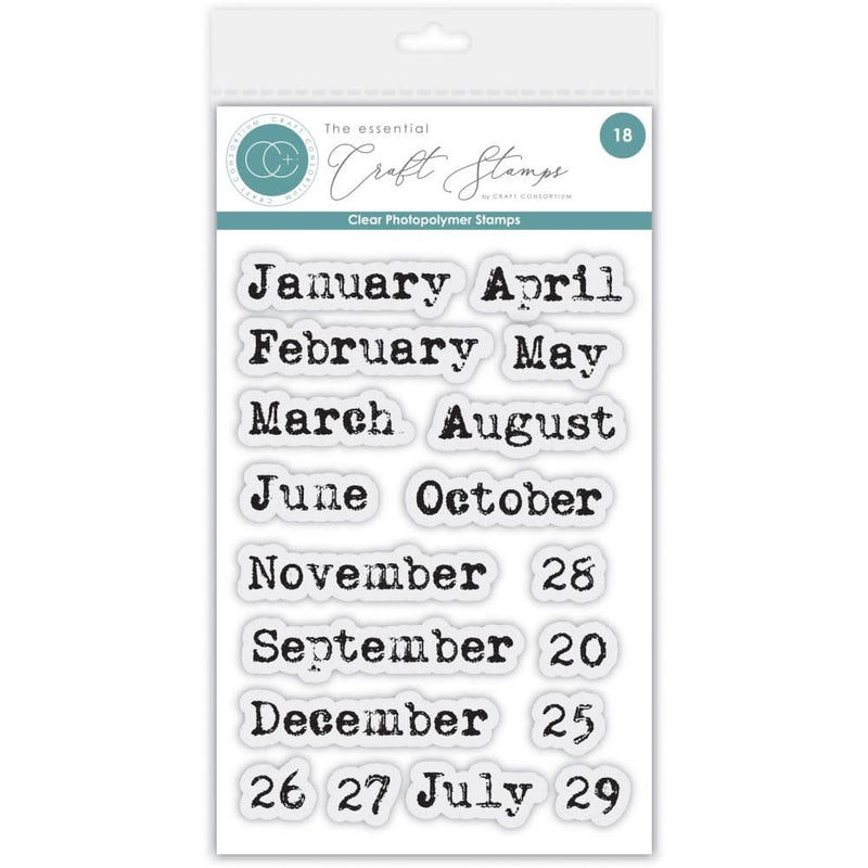 Craft Consortium Photopolymer Stamp set Journal - Months, Journaling Phase 2