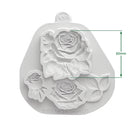 White silicone mold with embossed rose designs, featuring dimension lines and text indicating 60mm height, on a white background.
