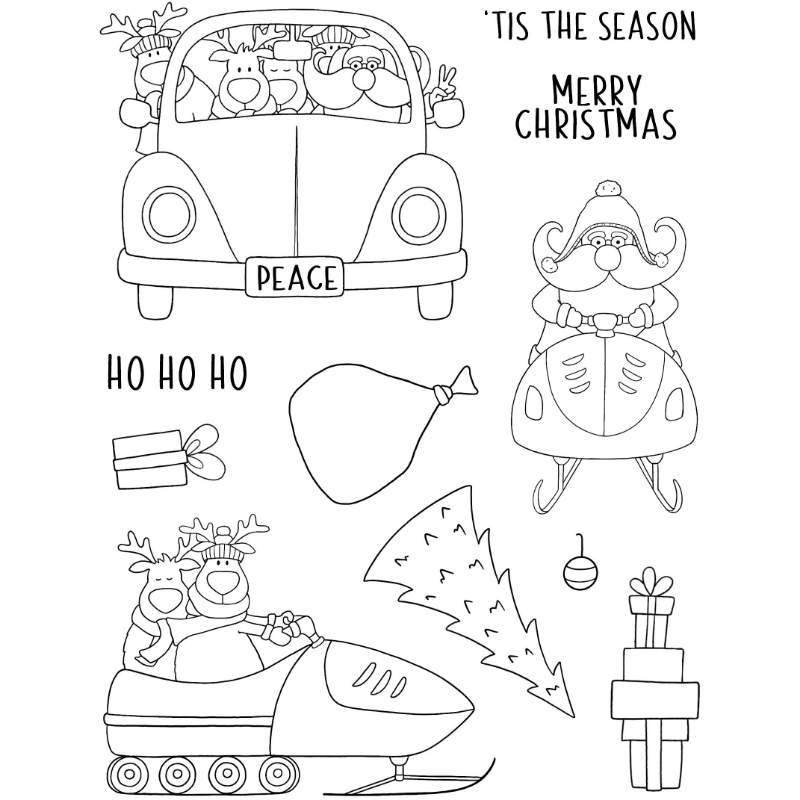 Creative Expressions Jane's Doodles Clear Stamp Set 6"x 8" - Santa's Coming To Town*