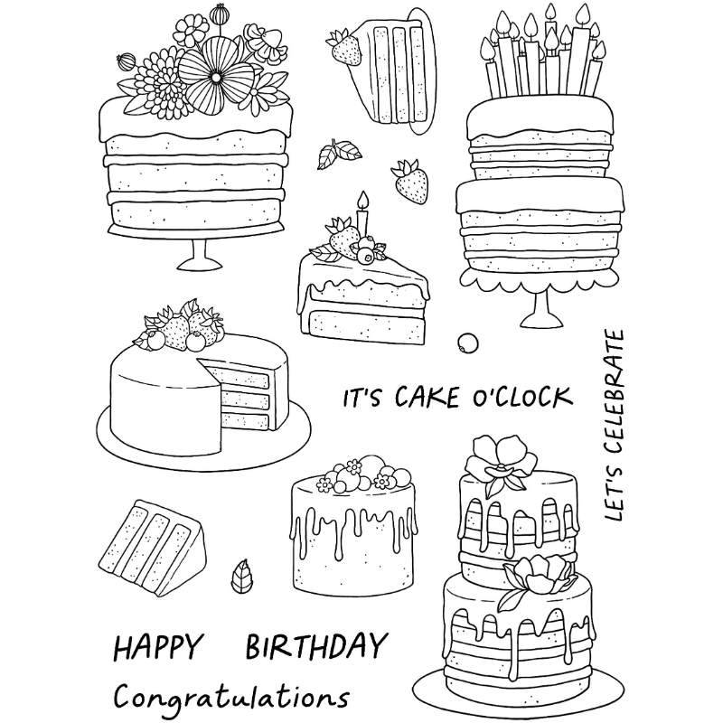 Creative Expressions Jane's Doodles Clear Stamp Set 6"x 8" - It's Cake O' Clock*