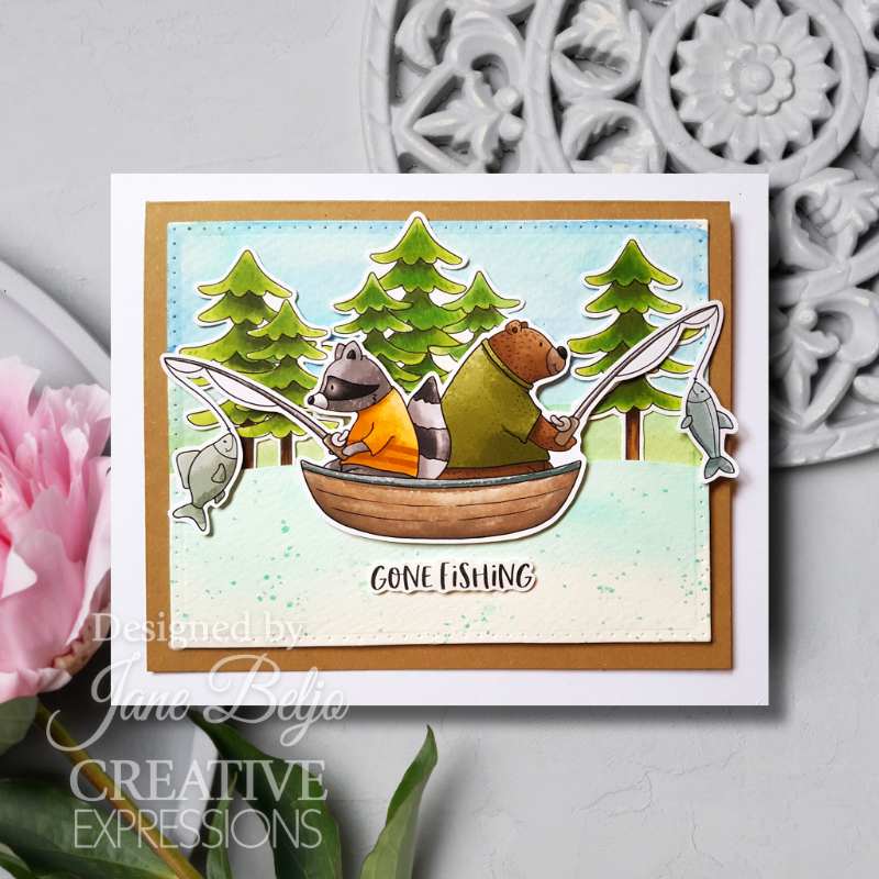 Creative Expressions Jane's Doodles Clear Stamp Set 6"x 8" - Gone Fishing*