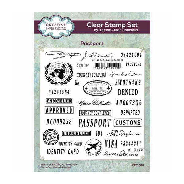 Creative Expressions Taylor Made Journals Clear Stamp 6"x 8" - Passport