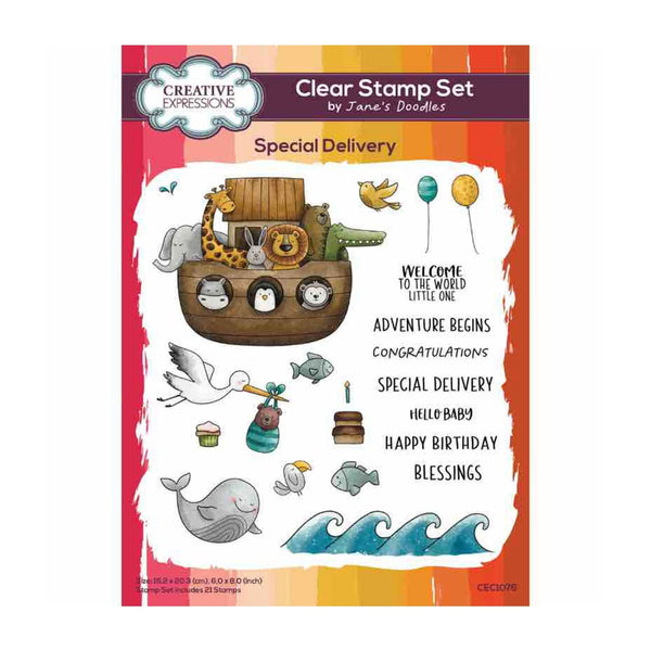 Creative Expressions Jane's Doodles Clear Stamp Set 6"x 8" - Special Delivery*