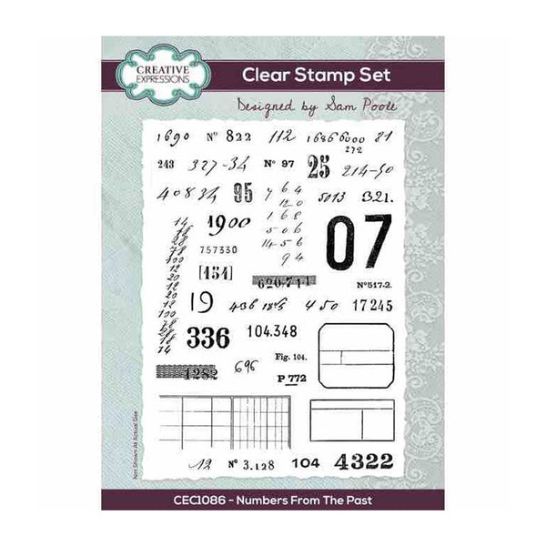 Creative Expressions Clear Stamp Set 6"x8" By Sam Poole - Numbers From The Past