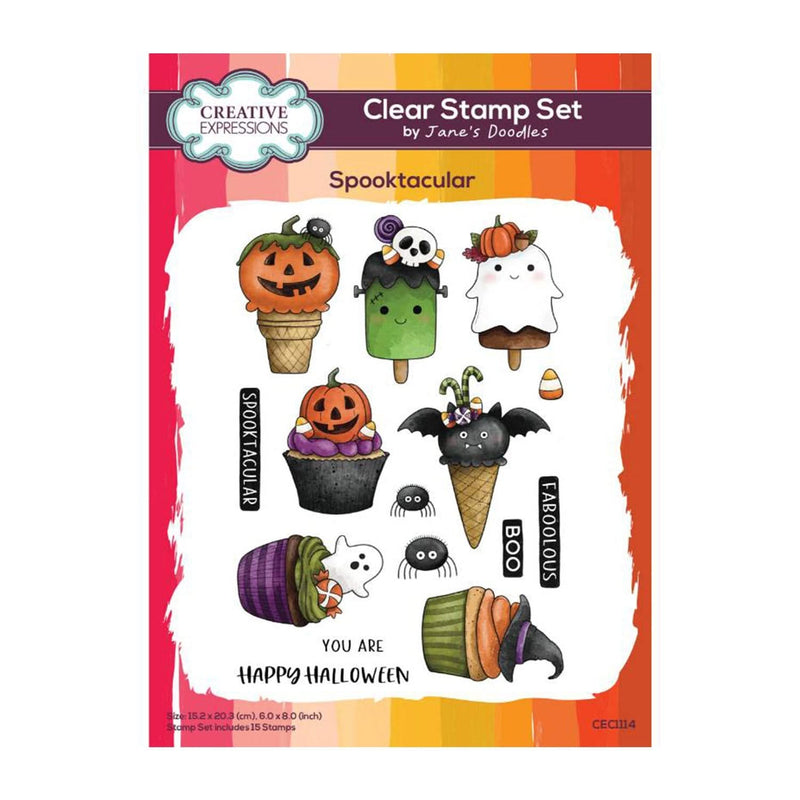 Creative Expressions Jane's Doodles Clear Stamp Set 6"x 8" - Spooktacular