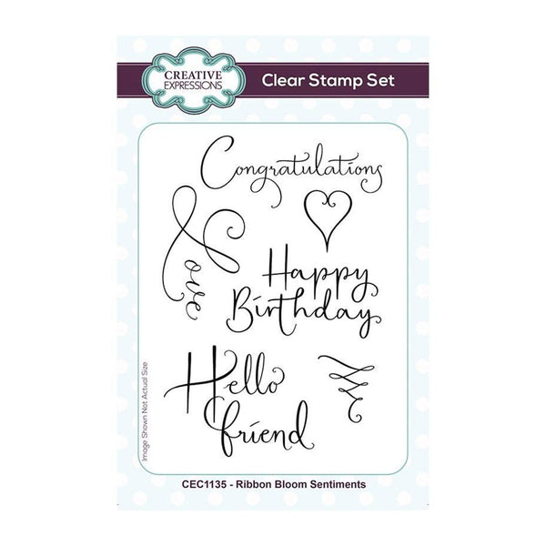 Creative Expressions Clear Stamp Set 4"x 6" - Ribbon Bloom Sentiments
