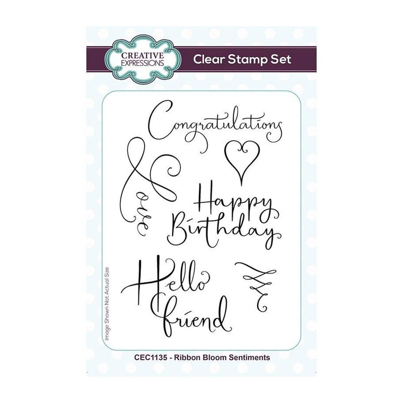 Creative Expressions Clear Stamp Set 4"x 6" - Ribbon Bloom Sentiments