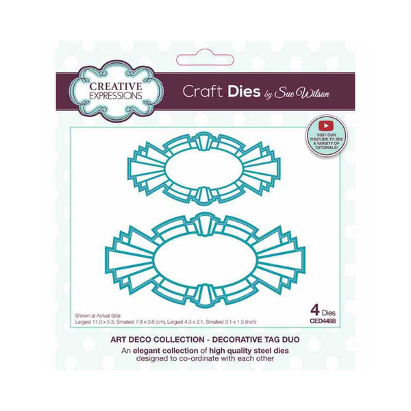 Creative Expressions Craft Dies By Sue Wilson - Art Deco Collection - Decorative Tag Duo