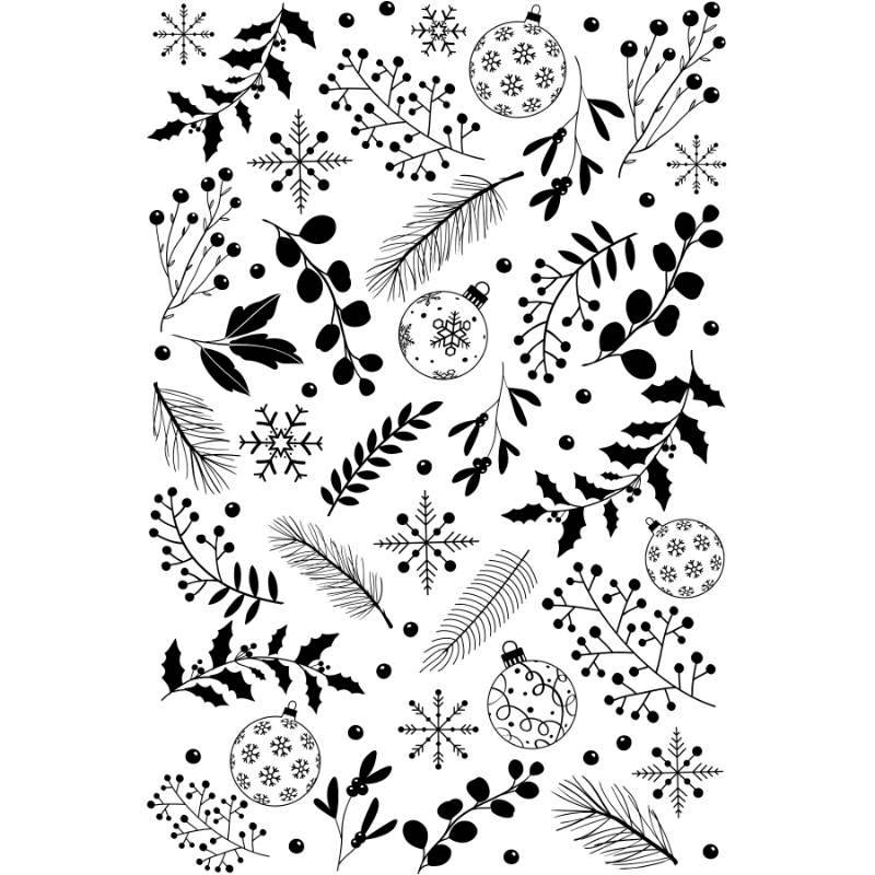 Creative Expressions A6 Pre-Cut Rubber Background Stamp - Festive Fronds*
