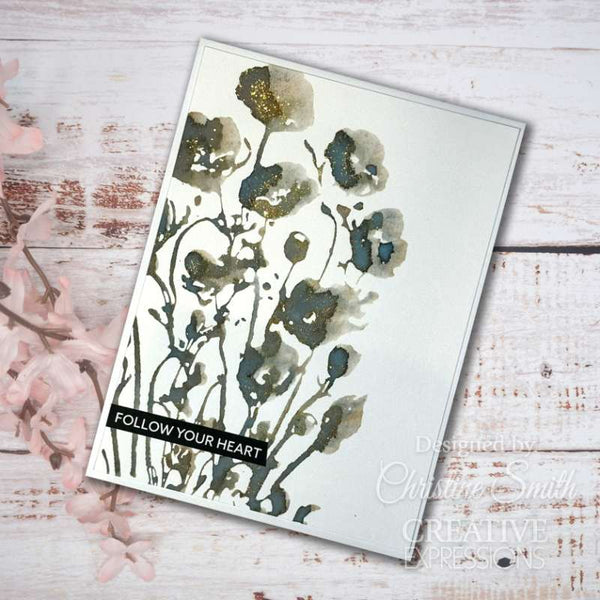 Creative Expressions 4"x 6" Pre-Cut Rubber Stamp - Poppy Patch