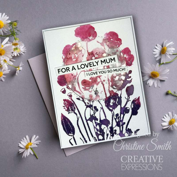 Creative Expressions 4"x 6" Pre-Cut Rubber Stamp - Poppy Patch