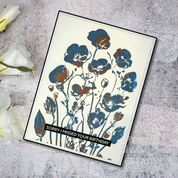 Creative Expressions 4"x 6" Pre-Cut Rubber Stamp - Poppy Patch