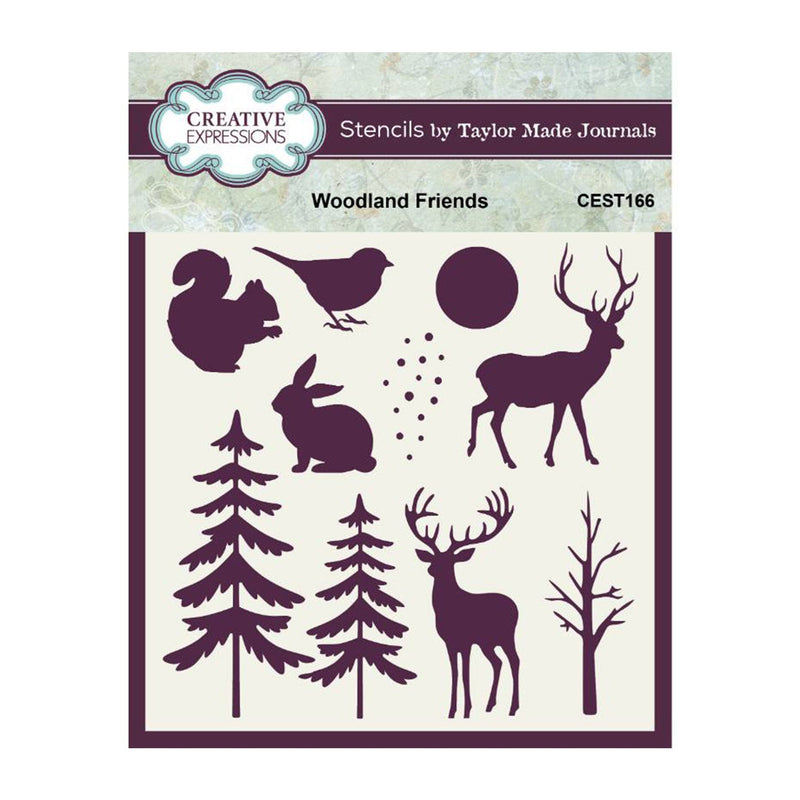 Creative Expressions Taylor Made Journals Stencil 6"x 6" - Woodland Friends