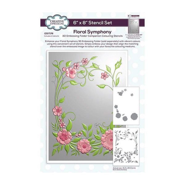 Creative Expressions Companion Colouring Stencil 6"x 8" 2/Pkg - Floral Symphony