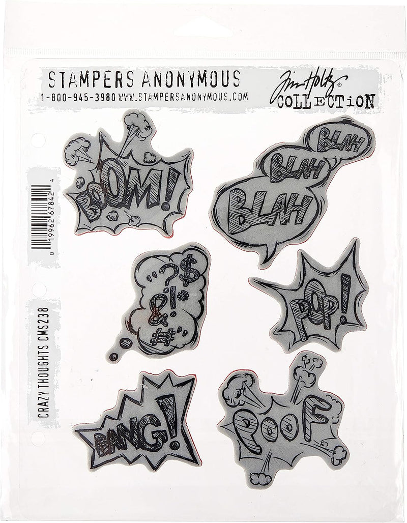 Tim Holtz Cling Stamps 7"x 8.5" - Crazy Thoughts