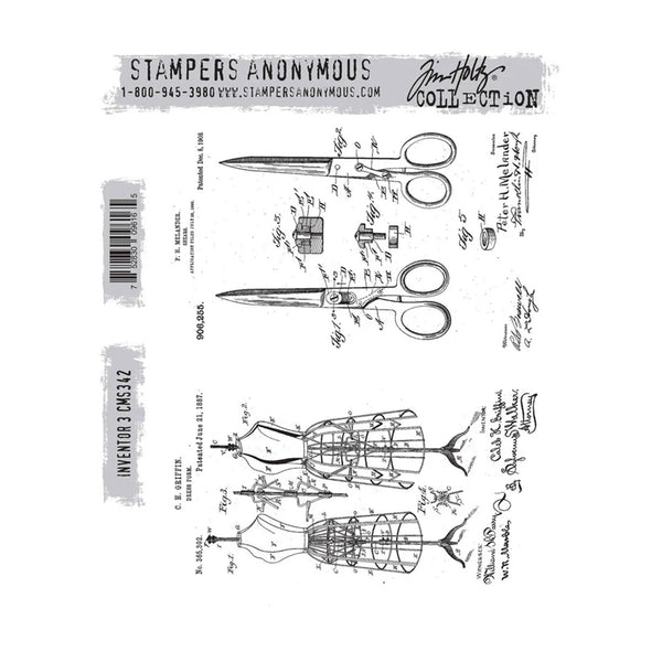 Tim Holtz Cling Stamps 7inch X8.5inch - Inventor #3