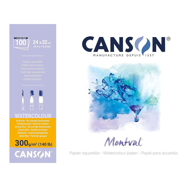 Canson Montval Watercolour Maxi Pad - Cold Pressed 300gsm 24cm x 32cm - 100 Sheets