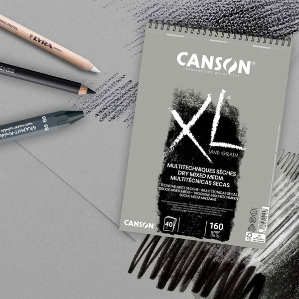 Canson XL Sand Grain Grey Dry Mixed Media Pad 9"x 12" - 40 Sheets