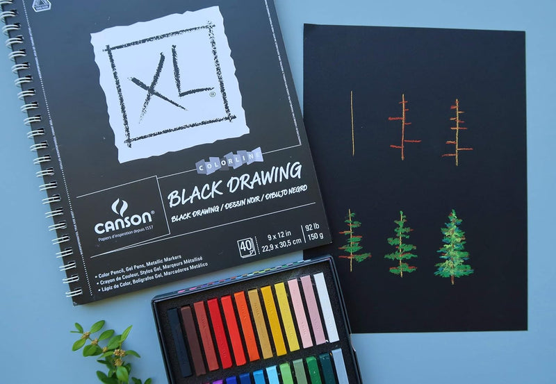 Canson XL Black Drawing Pad 9"x 12" Wire Bound - 40 Sheets