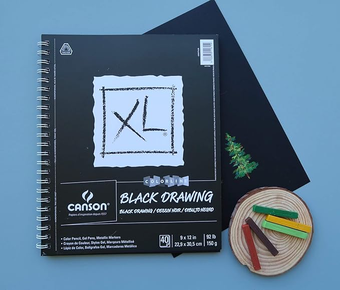 Canson XL Black Drawing Pad 9"x 12" Wire Bound - 40 Sheets