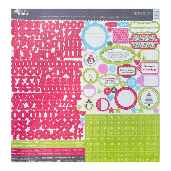Jillibean Soup 12"x 12" Cardstock Stickers - Christmas Eve Chowder