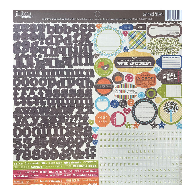 Jillibean Soup 12"x 12" Cardstock Stickers - Country Pumpkin Chowder