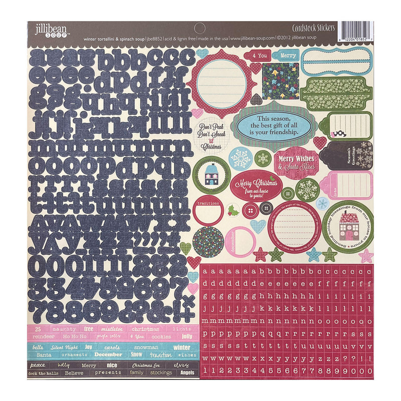 Jillibean Soup 12"x 12" Cardstock Stickers - Winter Tortellini & Spinach Soup
