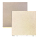 Two square sheets of textured craft paper, one in a warm charcoal and the other in a parchment, shown overlapping on a white background with a small printed label strip at the bottom.