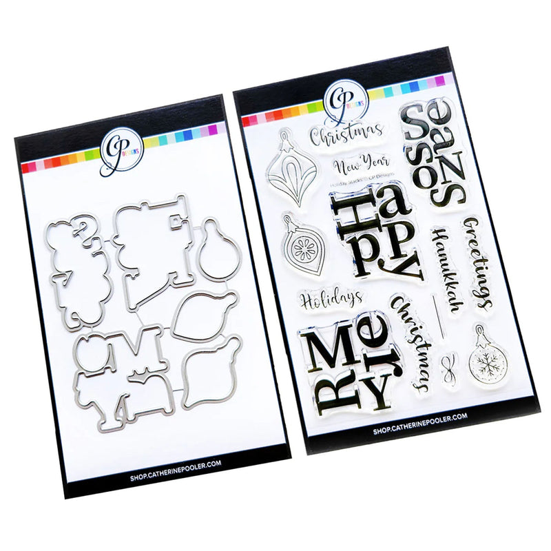 Catherine Pooler Stamp & Die Bundle - Holiday Stacks Sentiments