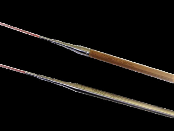 Two paintbrushes with wooden handles on a black background