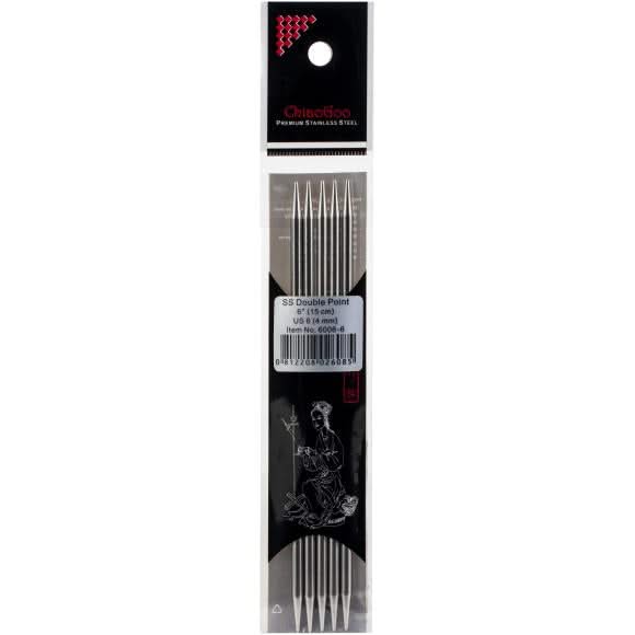 ChiaoGoo Stainless Steel Double Pointed Needles - 6" (15cm) US 6 (4mm)