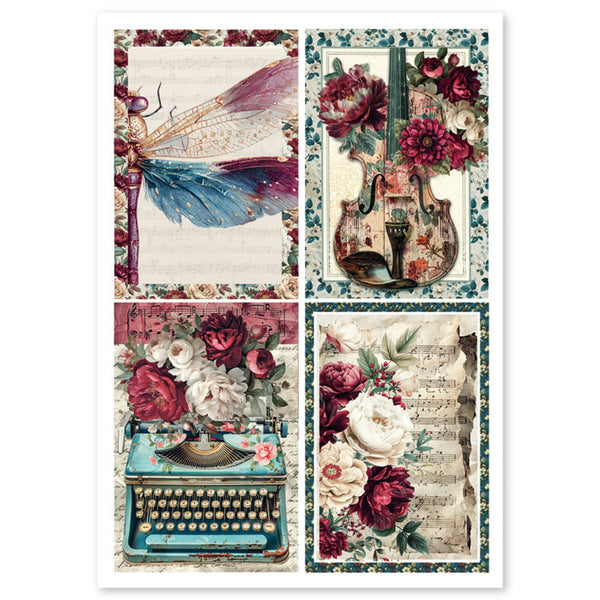 Ciao Bella A4 Rice Paper Mixed - Bohemian Burgundy