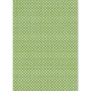 A rectangular sheet of wrapping paper featuring a repeating geometric pattern of green and yellow diamonds on a white background.
