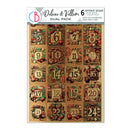 A packaged paper craft sheet labeled 'Deluxe & Vellum Dual Pack' showing 24 numbered autumn-themed numbered panels with fruit and floral illustrations on a beige background.